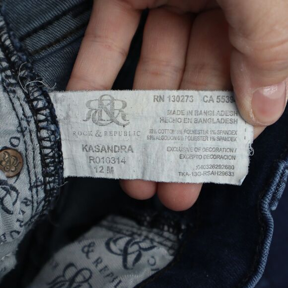 Rock Republic Pants Womens 12 Blue Bootcut Mid Rise Pocket Dark Wash Denim Jeans - Picture 3 of 16